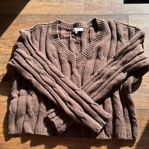 Madewell Brown Cable Knit Sweater